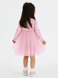 Arrival Autumn Girls Rainbows Print Crew Neck Long Sleeves Tulle Patchwork Princess Dress - MyKids-USA™
