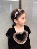 Baby Girls Heart Shape Ruffle Square Neck Long Sleeved Black Princess Dress - MyKids-USA™