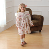 Design Autumn Girls Fashion Floral Long Sleeves Square Collar Dress - MyKids-USA™
