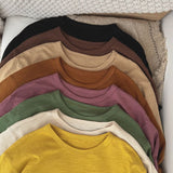 Baby Boy And Girl Solid Color O-Neck Pullover Tops In Spring - MyKids-USA™