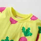 Summer Arrival Cartoon Radish Pattern Short Sleeves Dress for Stylish