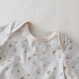 Summer Arrival Baby Unisex Casual Flowers Pattern Short Sleeves Grey Onesies - MyKids-USA™