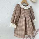 New Autumn Infant Baby Girl Grid Design Dress & Onesie