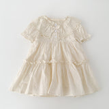 Baby Girls Floral Embroidery Pattern Short-sleeved Plain Onesies or Dress Princess - MyKids-USA™