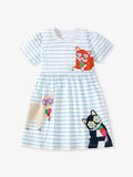 Summer Pure Cotton Animals Cartoon Pattern Short Sleeves Dress for Stylish Girls - MyKids-USA™