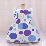 Summer Baby Kids Girls Fly Sleeves Crew Neck Fashion Polka Dots Dress