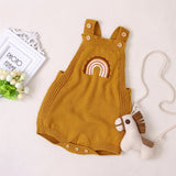 Baby Girl 1pcs Colorful Rainbow Embroidered Graphic Crotch Knitted Onesies - MyKids-USA™