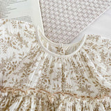 Summer Baby Girls Plain Floral Print Fly Sleeves Princess Onesie Dress - MyKids-USA™