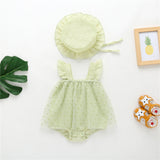 Baby Girl 1pcs Solid Color Heart Graphic Mesh Overlay Sleeveless Dress & Hat - MyKids-USA™