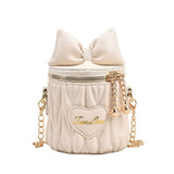 Stylish Pleated Carry-On Girls’ Portable Zipper Princess Crossbody Barrel Bag