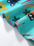 Summer Baby Kids Girls Cartoon Print Dress And Pants Clothing Set