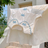 Summer Baby Kids Girls Vintage Sleeveless Bows Pattern Embroidery Collar Dress