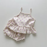 Baby Girl Heart Pattern Sling Tops With Shoers Sets - MyKids-USA™