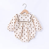 Spring Arrival Baby Girls Long Sleeves Simple Heart Pattern Onesies