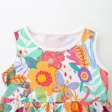 Summer Hot Selling Colorful Floral Pattern Sleeveless Dress for Stylish Girls