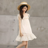 Summer Hot Selling Kids Girls Mesh Patchwork Short Sleeves Floral Print Dress