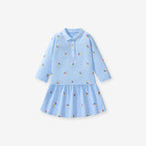 Arrival Autumn Girls Long Sleeves Cartoon Style Pattern Turn-Down Collar Long Sleeves Polo Design Dress