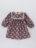 Spring and Autumn Floral Print Long-sleeved Dress with Lace Collar for Stylish Girls - MyKids-USA™