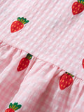 Summer Girls Sleeveless Carrots Print Pattern Plaid Dress