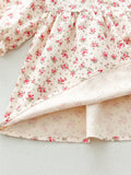 Spring and Autumn Stylish Floral Print Long-sleeved Dress with Collar for Girls - MyKids-USA™