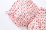 Pink Baby Girl Allover Floral Graphic Puff Sleeve Square Neck Cotton T-Shirt - MyKids-USA™