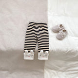 Winter Hot Selling Baby Unisex Long Sleeves Simple Rabbit Design Hooded Top Pullover and Striped Trousers Set - MyKids-USA™