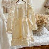 Arrival Autumn Girls French Style Crew Neck Long Sleeves Floral Embroidery Pattern Dress - MyKids-USA™