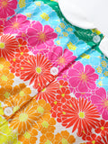 Summer Baby Kids Girls Short Sleeves Peter Pan Collar Colorful Flowers Print Dress
