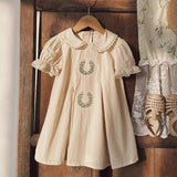 Summer Arrival Baby Kids Girls Cute Short Sleeves Flowers Pattern Embroidered Lace Trim Dress - MyKids-USA™
