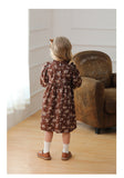 Design Autumn Girls Vintage Floral Long Puff Sleeves Ruffle Neck Dress - MyKids-USA™