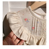 Summer Baby Kids Girls Sleeveless Floral Pattern Printed Brown Dress