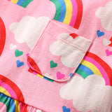 Baby Girl Rainbow Graphic Short Sleeve Round Neck Dress - MyKids-USA™