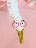 Summer Arrival Cute Goose Cartoon Pattern Short Sleeves Dress for Stylish Girls