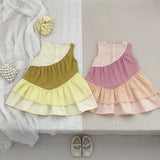 Summer Arrival Color Patchwork Crew Neck Sleeveless Dress for Stylish Girls
