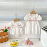 Summer Girls Ruffle Collar Onesies And Girls’ Dress – Princess Sister Matching Set