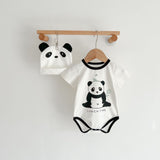 Baby Girl Cartoon Animal Print Round Collar Short-Sleeved Onesies - MyKids-USA™