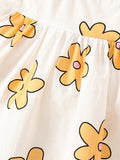 Summer New Arrival Baby Kids Girls Fly Sleeves Floral Print Square Neck Yellow Dress - MyKids-USA™