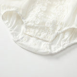 Summer Arrival Baby Girls Cute Solid Color Floral Embroidery Short Sleeves Dress Design Onesies