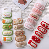 Korean-Style Versatile Knit Hair Clip With Sweet Floral Design For Girly Charm 5-Piece Set