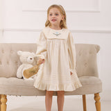 Spring and Autumn Vintage Flowers Embroidered Long-sleeved Dress for Stylish Girls - MyKids-USA™