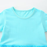 Summer Arrival Baby Girls Cute Rabbits and Strawberry Pattern Short Sleeves Tulle Patchwork Dress