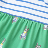 Summer Pure Cotton Cartoon Puppy Pattern Short Sleeves Dress for Stylish Girls