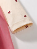 Design Autumn Girls Flowers Pattern Crew Neck Long Sleeves Pink Tulle Patchwork Princess Dress - MyKids-USA™