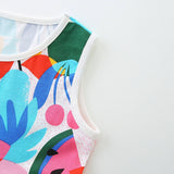 Summer Hot Selling Colorful Fruits Pattern Sleeveless Dress for Stylish Girls