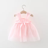 Baby Girl Flower Patched Design Mesh Princess Formal Dress