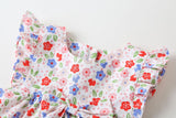 Baby Girls Floral Print Pattern With Bow Tie Design Round Collar Sleeveless Princess Newborn Onesies Dress - MyKids-USA™