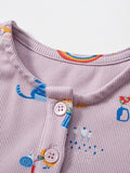 Spring And Summer Baby Girls Short Sleeves Rainbow Animals Floral Cartoon Print Dress - MyKids-USA™