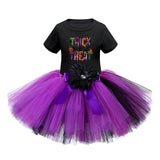 Arrival Girls’ Halloween Costume: Short Sleeves Cartoon Print Witches Cosplay Party Tulle Patchwork Dress - MyKids-USA™