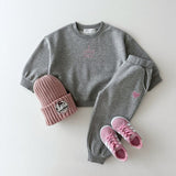 Autumn Kids Unisex Casual Letters Pattern Long Sleeves Top Pullover and Pants Clothing Set