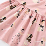 Summer Arrival Cartoon and Letters Pattern Short Sleeves Dress for Stylish Girls - MyKids-USA™